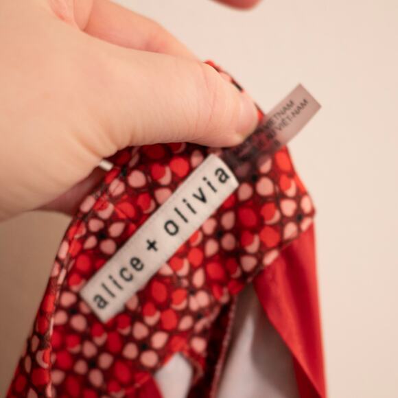 Alice + Olivia Dylan High Waist Wide Leg Pant Heart Flower Cherry SZ 8 - Picture 6 of 8